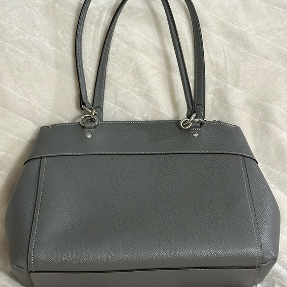 Coach “Leah” Crossbody Bag/Satchel, Crossgrain Leather, Gray, Like New - Picture 3 of 8